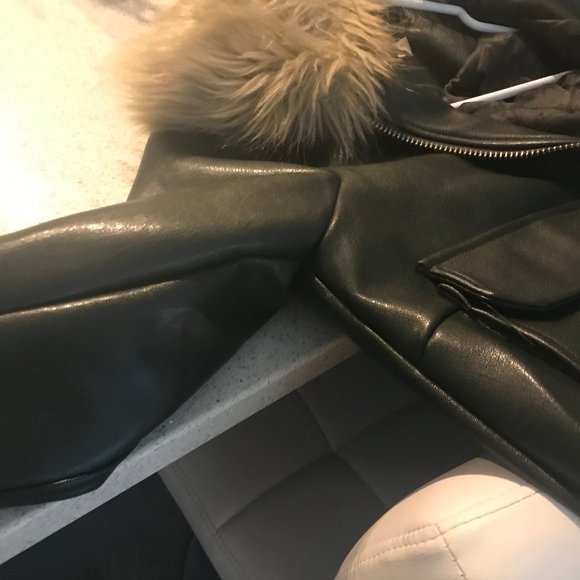 Faux Leather Bomber Jacket - Picture 8 of 11